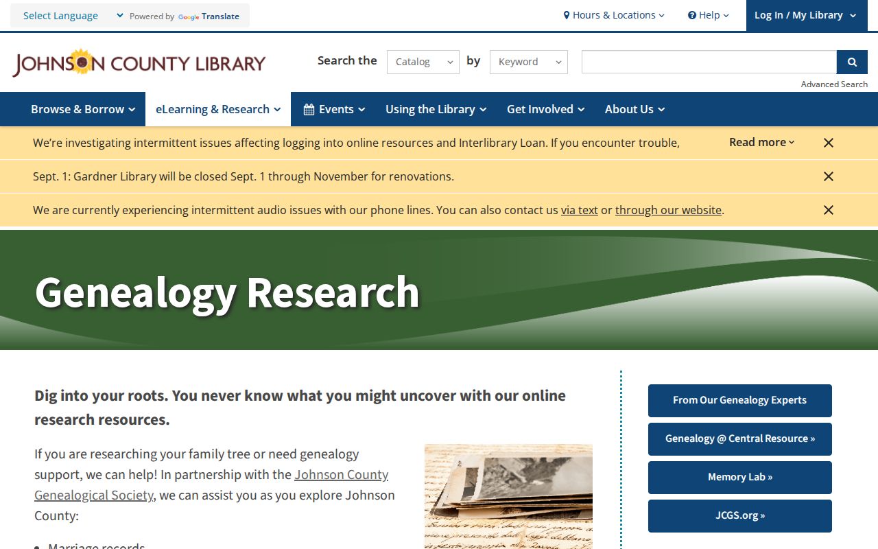 Johnson County Library genealogy resources for historic Overland Park neighbors