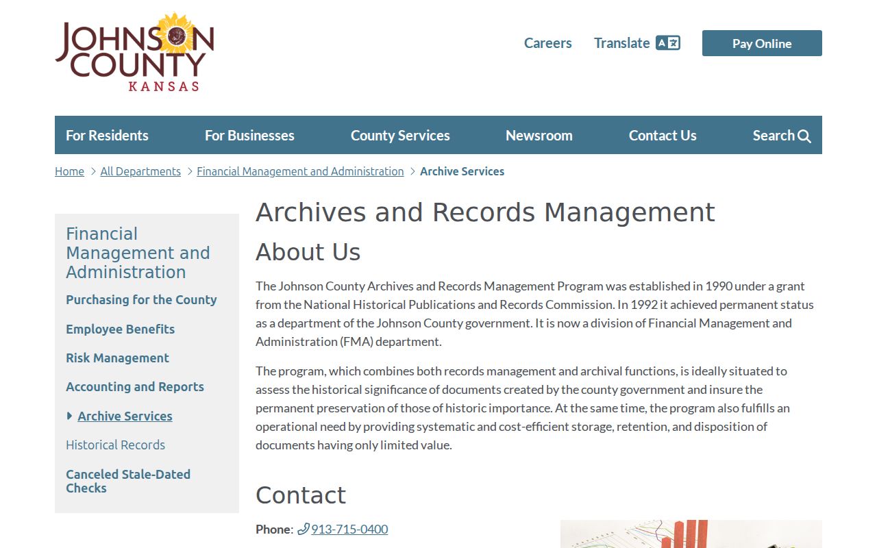 Johnson County Archives access information for previous Overland Park residents research