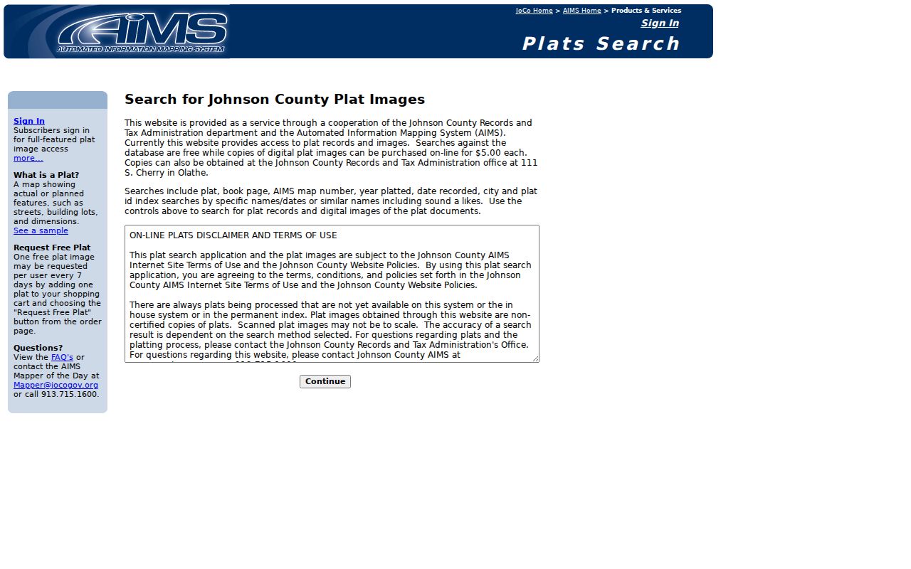 Overland Park street directory Johnson County plat search