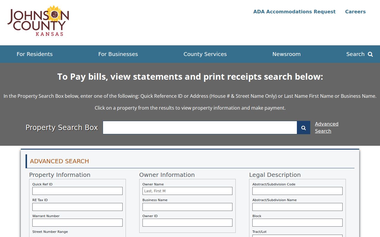 Overland Park street directory Tax Bill address and ZIP filters